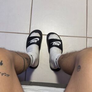 Nike Black and White Slide Sandals